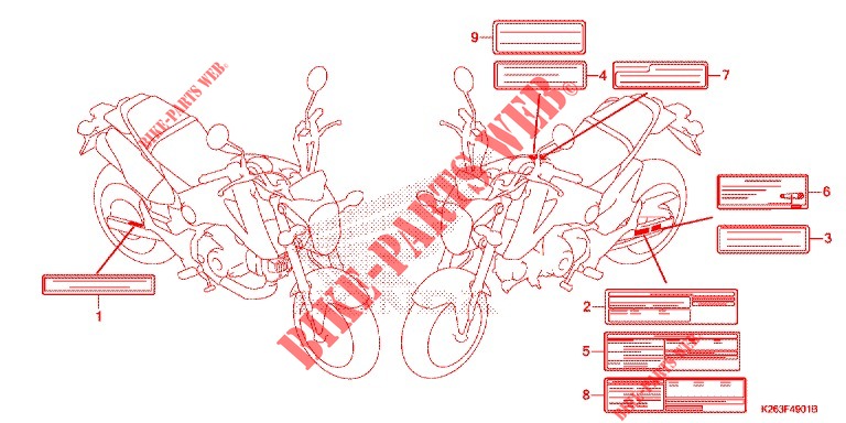 CAUTION LABEL (DK,KO,LO) for Honda MSX GROM 125 2014