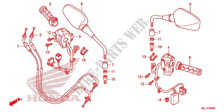 SWITCH    CABLES   LEVERS   GRIPS   MIRRORS for Honda NC 750 INTEGRA 2TH 2014