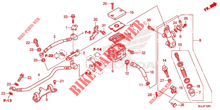 REAR BRAKE MASTER CYLINDER (NC700XD/750XA/750XD) for Honda NC 750 X ABS DCT 2014