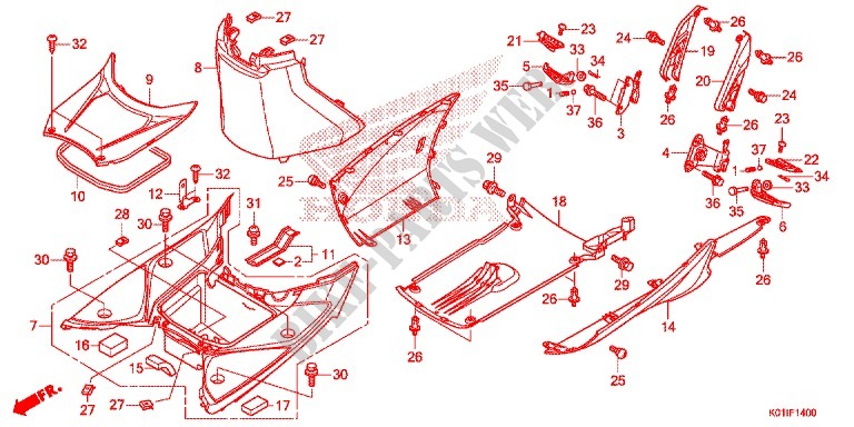 FLOOR PANEL   SIDE SKIRT for Honda SH 125 ABS D TOP CASE 2014