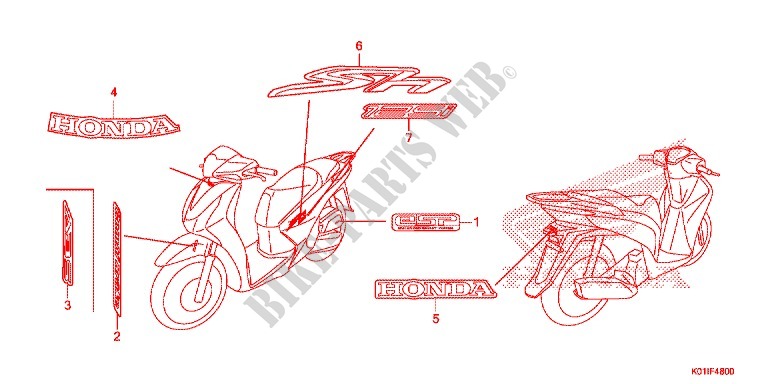 STICKERS for Honda SH 125 ABS D TOP CASE 2014
