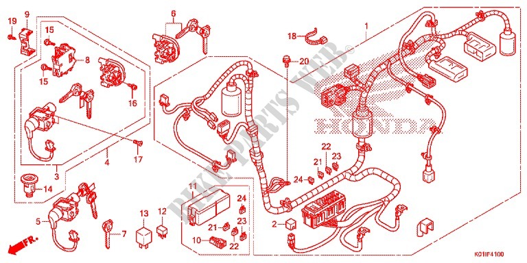 WIRE HARNESS/BATTERY for Honda SH 125 ABS D TOP CASE 2014