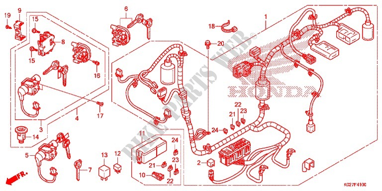 WIRE HARNESS/BATTERY for Honda SH 150 ABS SPECIAL 2E 2014