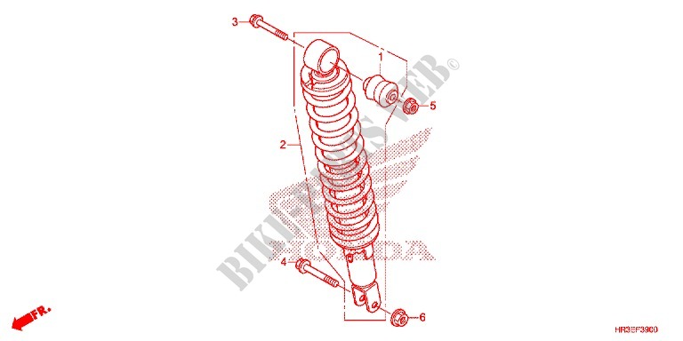 REAR SHOCK ABSORBER (2) for Honda FOURTRAX 420 RANCHER 4X4 DCT PS RED 2015
