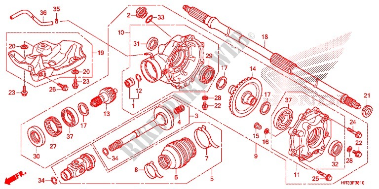 REAR FINAL GEAR for Honda FOURTRAX 420 RANCHER 4X4 Manual Shift RED 2014