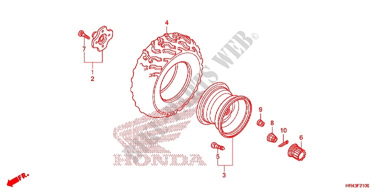 REAR WHEEL for Honda FOURTRAX 500 FOREMAN 4X4 Electric Shift, Power Steering Red 2014