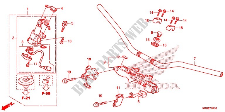 HANDLEBAR   TRIPLE CLAMP   STEERING STEM (XR125LEK/LK) for Honda XR 125 L ARRANQUE ELÉCTRICO 1LA 2012