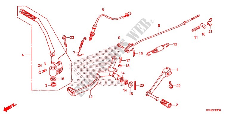 MAIN STAND   BRAKE PEDAL for Honda XR 125 L ARRANQUE ELÉCTRICO 1LA 2012