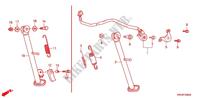 MAIN STAND   BRAKE PEDAL for Honda XR 125 L Kick start only -1LA- 2011