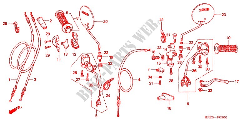 LEVER   SWITCH   CABLE (1) for Honda XR 250 TORNADO 2008