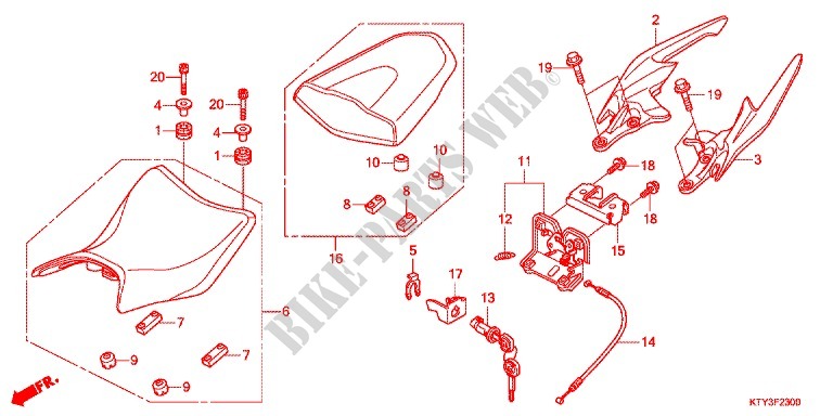SINGLE SEAT (2) for Honda CBR 125 SILVER 2011