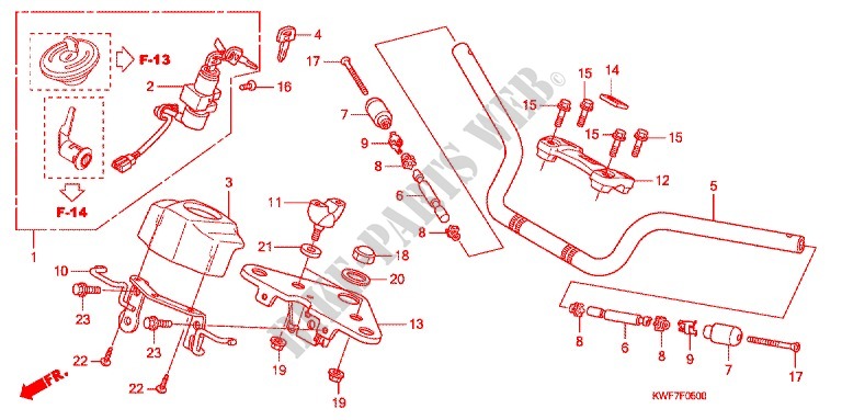 HANDLE PIPE/TOP BRIDGE (2) for Honda CBF125 2013