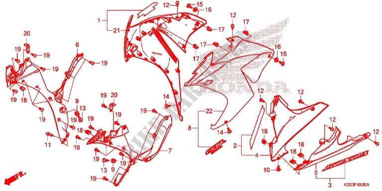 FRONT SIDE & LOWER COWL for Honda CBR 250 R 2015