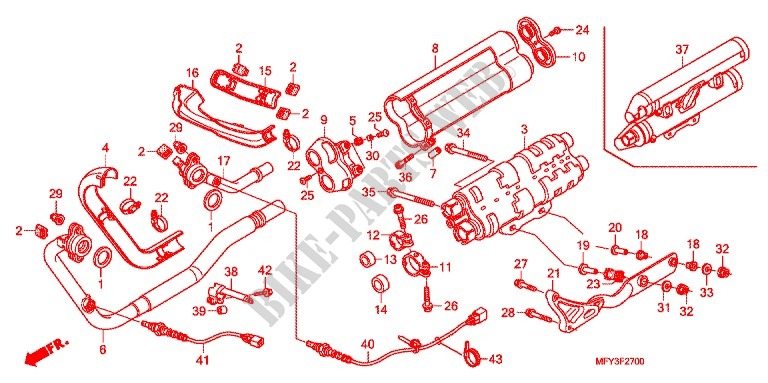 EXHAUST MUFFLER (2) for Honda VT 1300 C ABS RED 2012