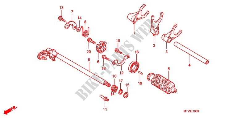 GEARSHIFT DRUM   SHIFT FORK for Honda VT 1300 C ABS RED 2012