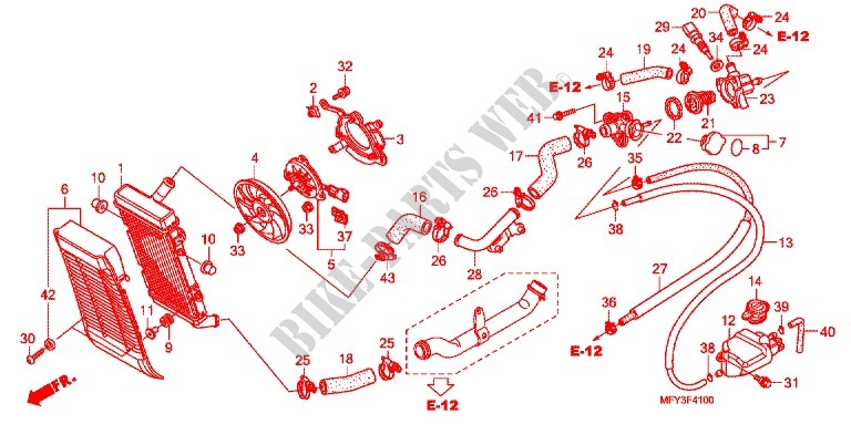 RADIATOR for Honda VT 1300 C ABS RED 2012