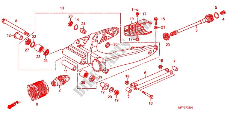 SWINGARM   CHAIN CASE for Honda VT 1300 C ABS RED 2012