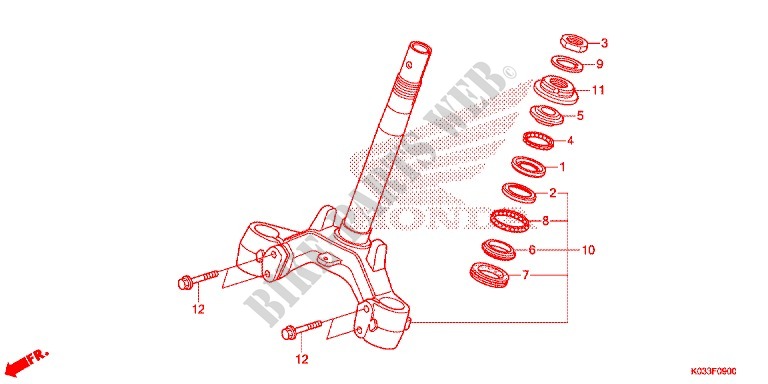 STEERING STEM for Honda WAVE 110 front brake disk 2012