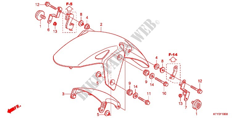 FRONT FENDER for Honda CBR 125 ROUGE 2013