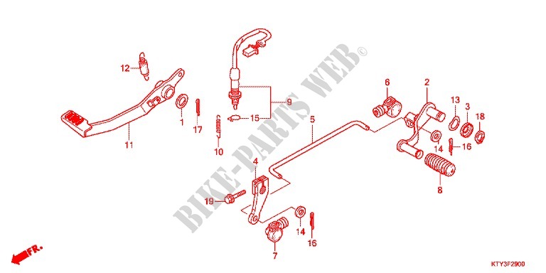 MAIN STAND   BRAKE PEDAL for Honda CBR 125 BLANC 2014