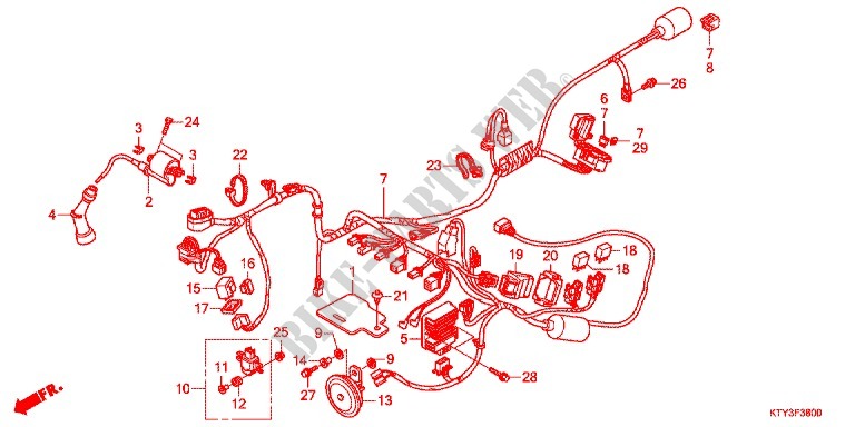 WIRE HARNESS/BATTERY for Honda CBR 125 BLANC 2013