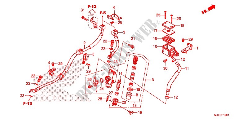 REAR BRAKE MASTER CYLINDER (CB650FA) for Honda CB 650 F ABS TRICOLOR 2014
