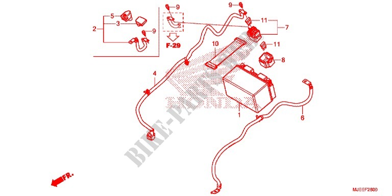 WIRE HARNESS/BATTERY for Honda CB 650 F ABS TRICOLOR 2015
