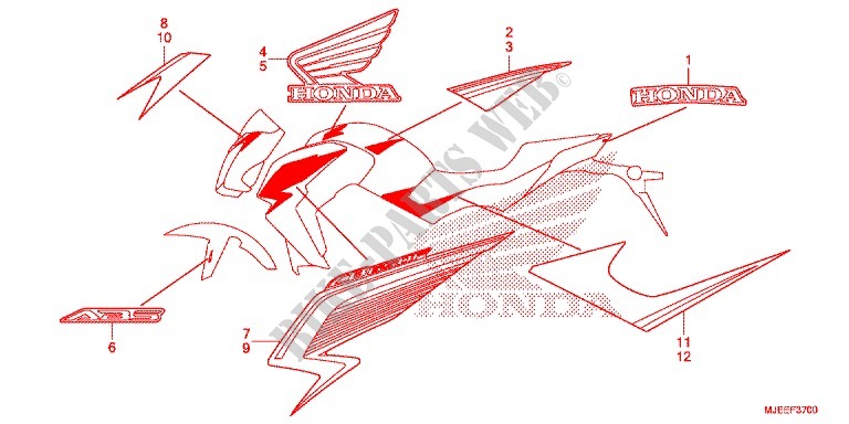 STICKERS for Honda CB 650 F ABS TRICOLOR 2014