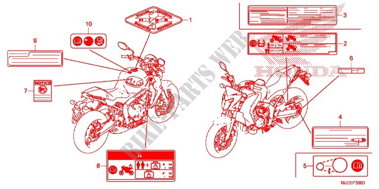 CAUTION LABEL (1) for Honda CB 650 F ABS 35KW 2014
