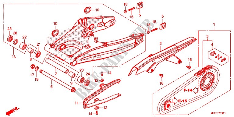 SWINGARM   CHAIN CASE for Honda CB 650 F TRICOLOR 2014