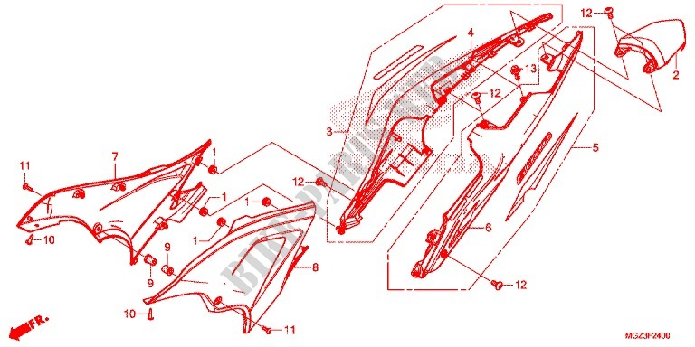 REAR   SIDE COVERS for Honda CBR 500 R 2014
