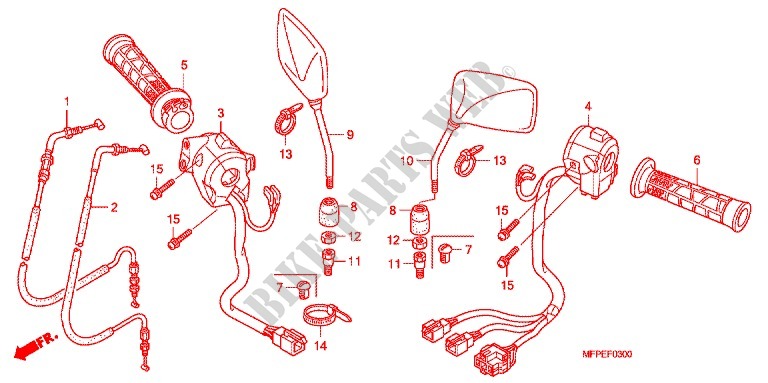 LEVER   SWITCH   CABLE (2) for Honda CB 1300 ABS, TETE DE FOURCHE 2010