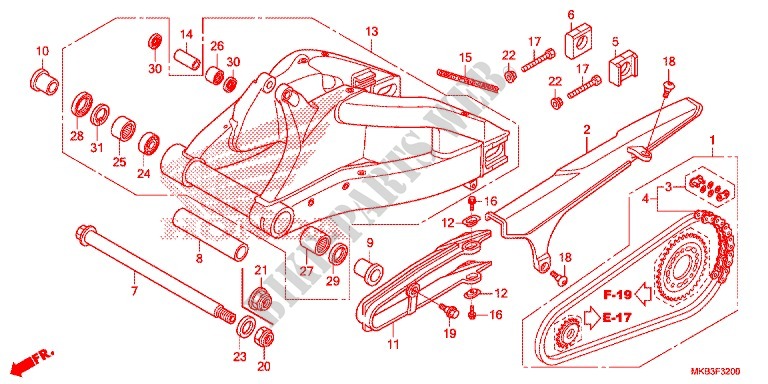 SWINGARM   CHAIN CASE for Honda CBR 1000 RR FIREBLADE CABS TRICOLORE 2015