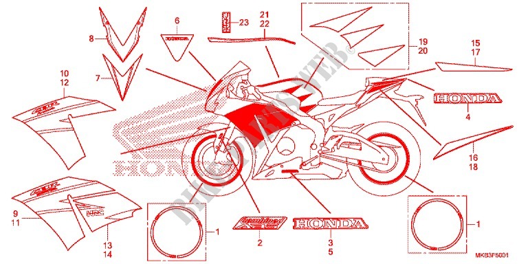 STICKERS (2) for Honda CBR 1000 RR ABS TRICOLORE 2015