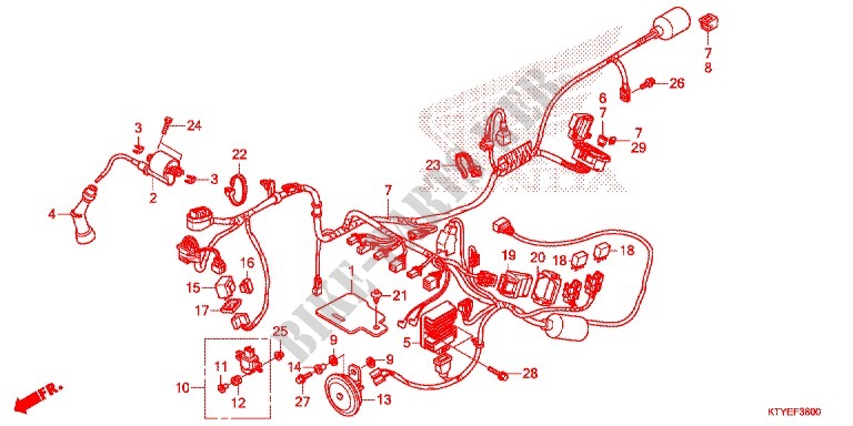 WIRE HARNESS/BATTERY for Honda CBR 125 WHITE 2015