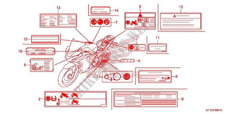 CAUTION LABEL (EXCEPT KO) for Honda CBR 125 TRI COLOUR 2016