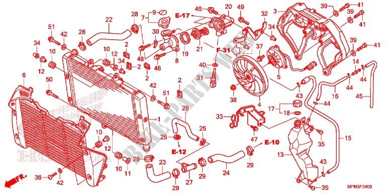 RADIATOR for Honda CB 1000 R ABS HYPER RED 2016