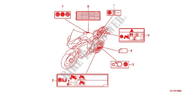 CAUTION LABEL (1) for Honda CBR 250 R ABS NOIRE 2011