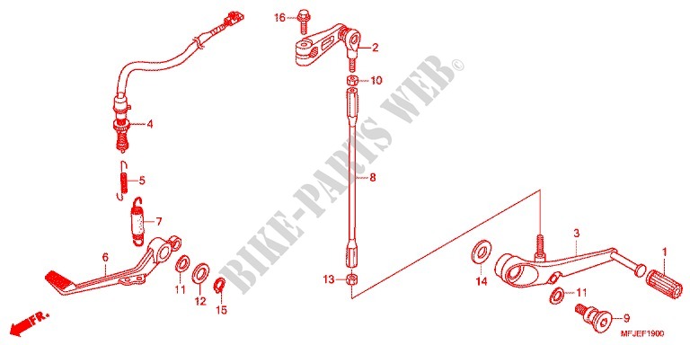 BRAKE PEDAL for Honda CBR 600 R ABS RED 2012
