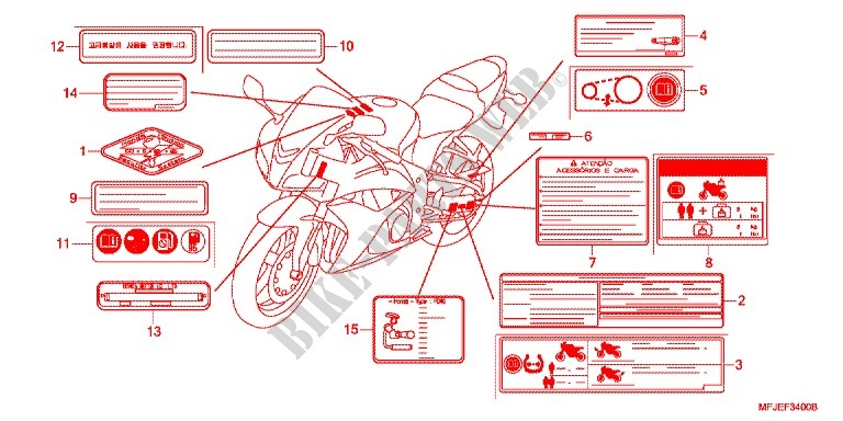 CAUTION LABEL (1) for Honda CBR 600 R ABS NOIRE 2012