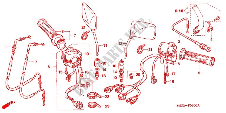LEVER   SWITCH   CABLE (2) for Honda CB 1300 2005