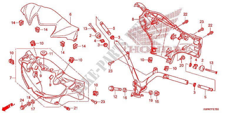 HANDLEBAR   COWL for Honda WAVE 110 disque frein avant 2012