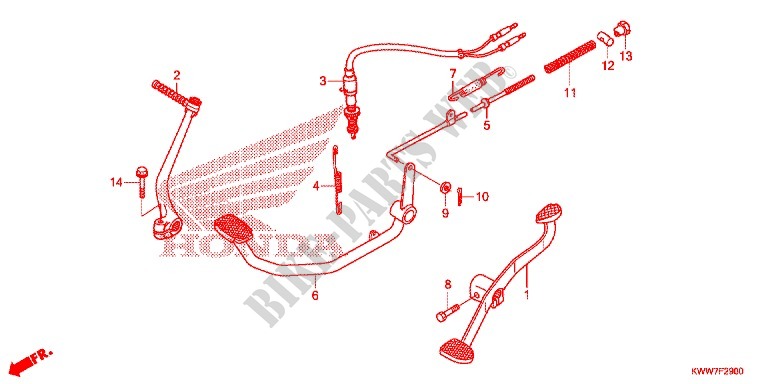 MAIN STAND   BRAKE PEDAL for Honda WAVE 110 disque frein avant 2012