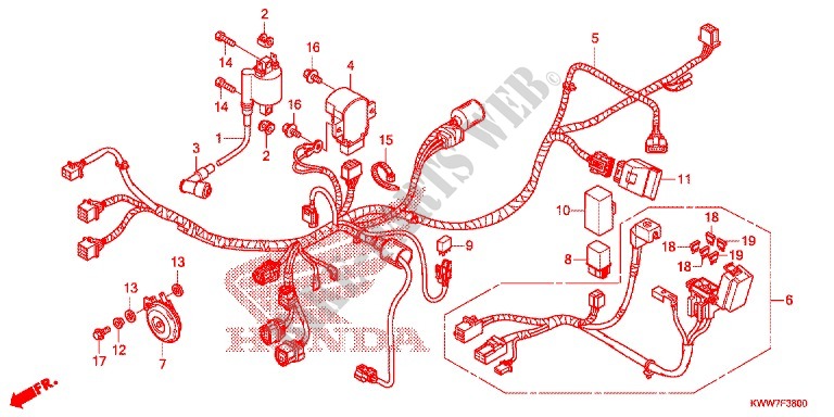 WIRE HARNESS/BATTERY for Honda WAVE 110 disque frein avant 2012