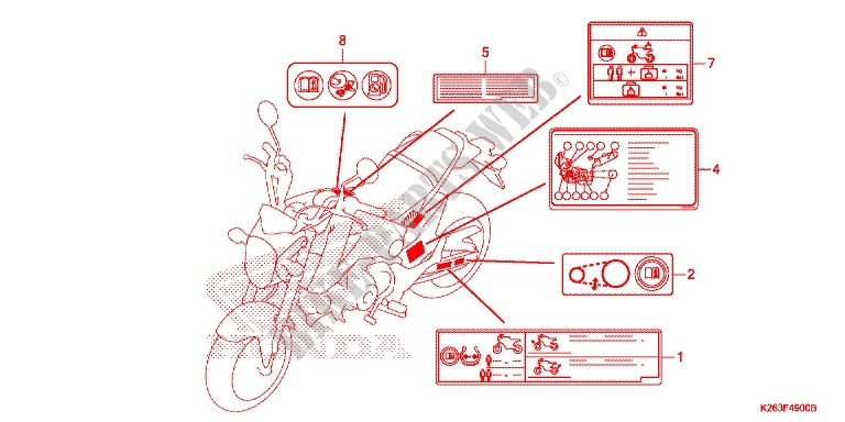 CAUTION LABEL (E,ED,F) for Honda MSX 125 2013