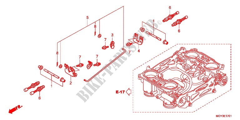 THROTTLE BODY (COMPONENT PARTS) for Honda CROSSRUNNER 800 WHITE 2012