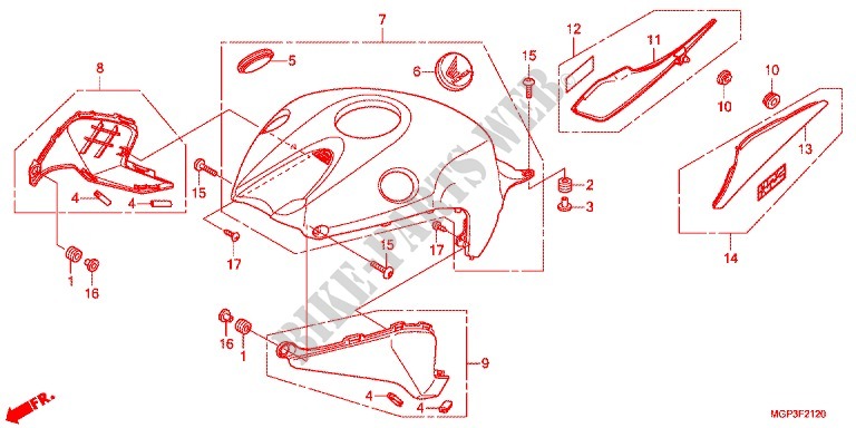 TANK COVER for Honda CBR 1000 RR ABS ROUGE 2012