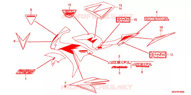 STICKERS (CBR1000RRC/RAC) Honda MOTO 1000 CBR 2012  CBR1000RAC