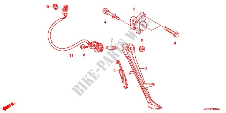 MAIN STAND   BRAKE PEDAL for Honda CBR 1000 RR ABS NOIRE 2012