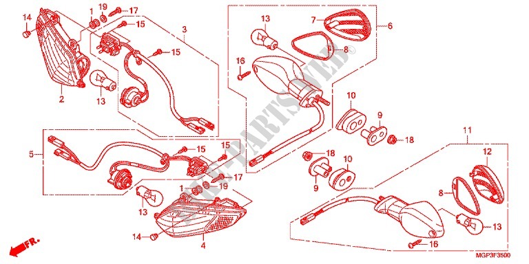 INDICATOR (2) for Honda CBR 1000 RR FIREBLADE BLANCHE 2015